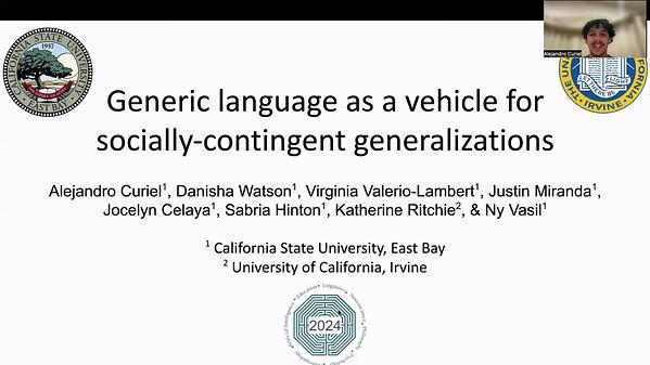 Generic Language as a Vehicle for Socially-Contingent Generalizations