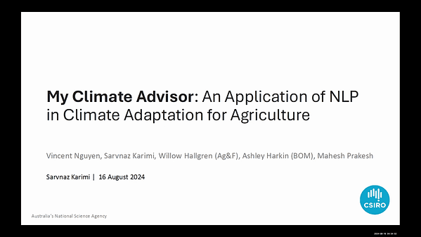 My Climate Advisor: An Application of NLP in Climate Adaptation for Agriculture