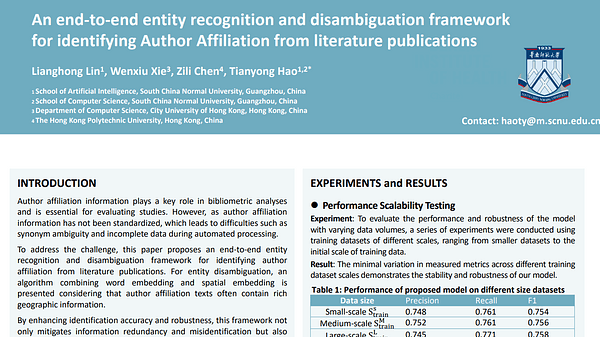 An end-to-end entity recognition and disambiguation framework for identifying Author Affiliation from literature publications