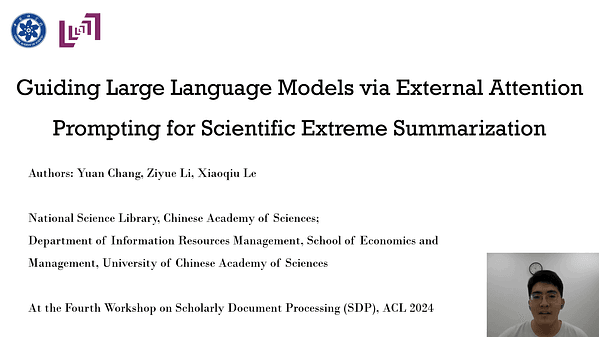 Guiding Large Language Models via External Attention Prompting for Scientific Extreme Summarization