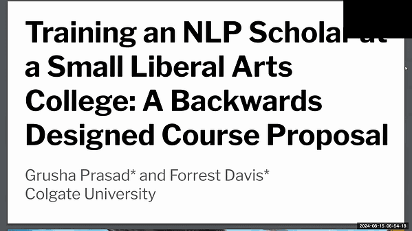 Training an NLP Scholar at a Small Liberal Arts College: A Backwards Designed Course Proposal