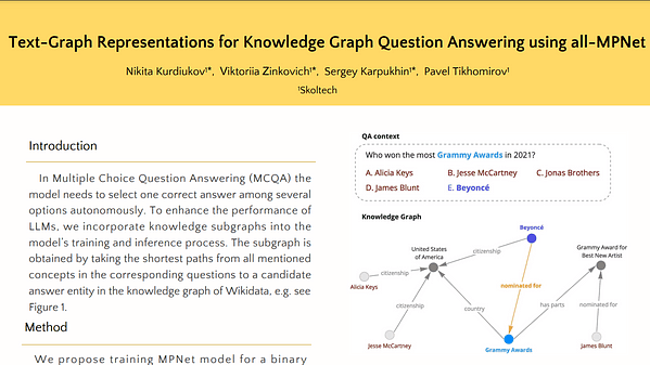 nlp_enjoyers at TextGraphs-17 Shared Task: Text-Graph Representations for Knowledge Graph Question Answering using all-MPNet