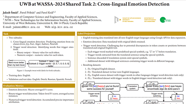 UWB at WASSA-2024 Shared Task 2: Cross-lingual Emotion Detection