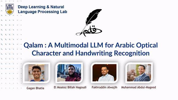Qalam: A Multimodal LLM for Arabic Optical Character and Handwriting Recognition