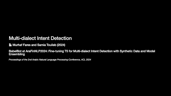 BabelBot at AraFinNLP2024: Fine-tuning T5 for Multi-dialect Intent Detection with Synthetic Data and Model Ensembling