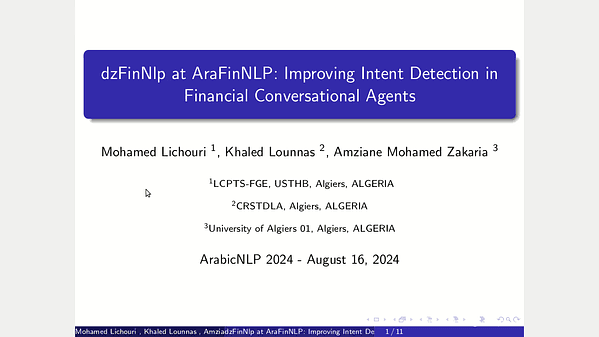 dzFinNlp at AraFinNLP: Improving Intent Detection in Financial Conversational Agents