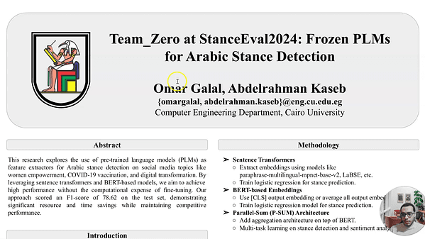 Team_Zero at StanceEval2024: Frozen PLMs for Arabic Stance Detection