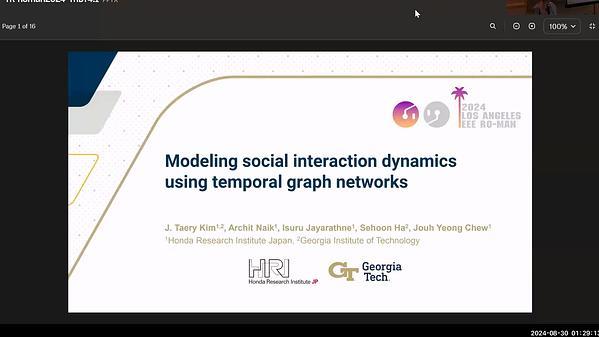 Modeling Social Interaction Dynamics Using Temporal Graph Networks