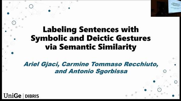 Labeling Sentences with Symbolic and Deictic Gestures Via Semantic Similarity