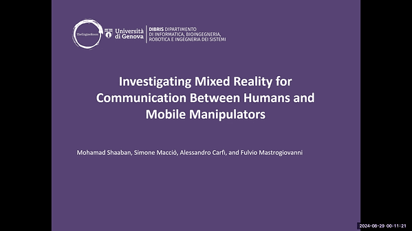 Investigating Mixed Reality for Communication between Humans and Mobile Manipulators