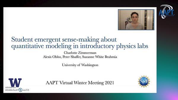 Student Emergent Sense-making about Quantitative Modeling in Introductory Physics Labs