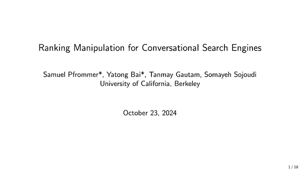 Ranking Manipulation for Conversational Search Engines