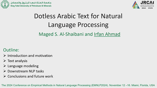 Dotless Arabic text for Natural Language Processing