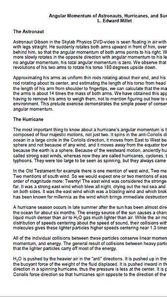 Angular Momentum of Astronauts, Hurricanes, and Sunspots