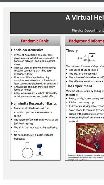 A virtual Helmholtz Resonator lab