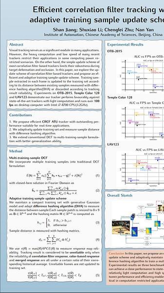 Efficient correlation filter tracking with adaptive training sample update scheme