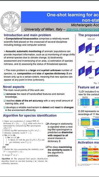 One-shot learning for acoustic identification of bird species in non-stationary environments