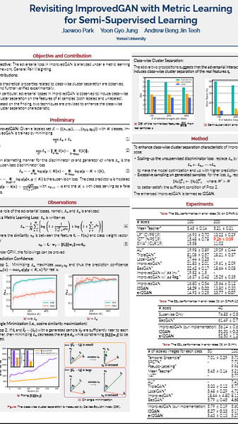 Revisiting ImprovedGAN with Metric Learning for Semi-Supervised Learning