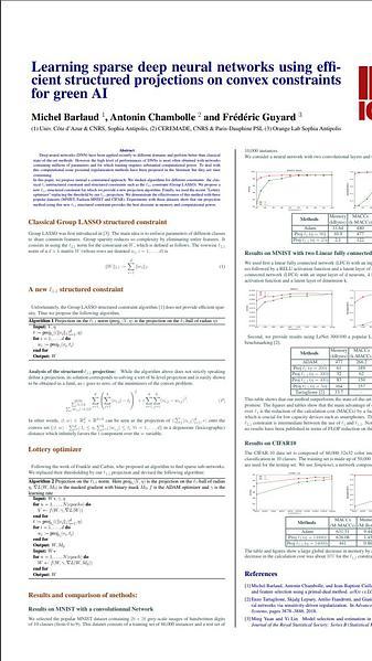 Learning sparse deep neural networks using efficient structured projections on convex constraints for green AI