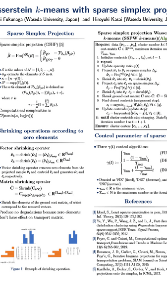 Wasserstein k-means with sparse simplex projection