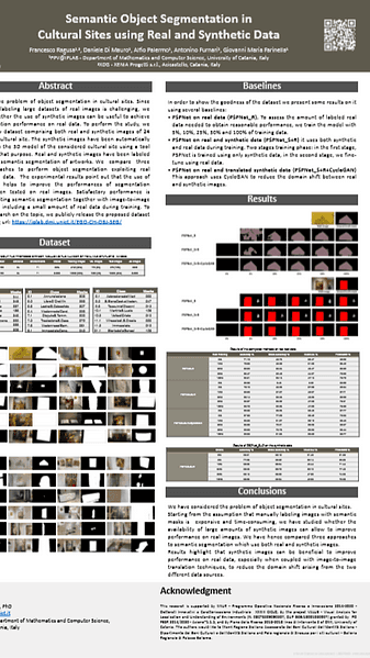 Semantic Object Segmentation in Cultural Sites using Real and Synthetic Data