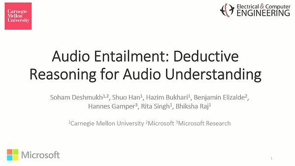 Audio Entailment: Assessing Deductive Reasoning for Audio Understanding