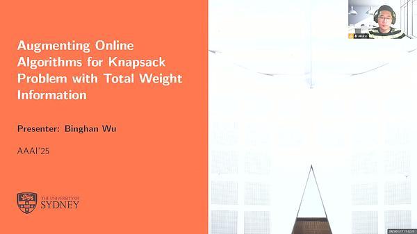 Augmenting Online Algorithms for Knapsack Problem with Total Weight Information