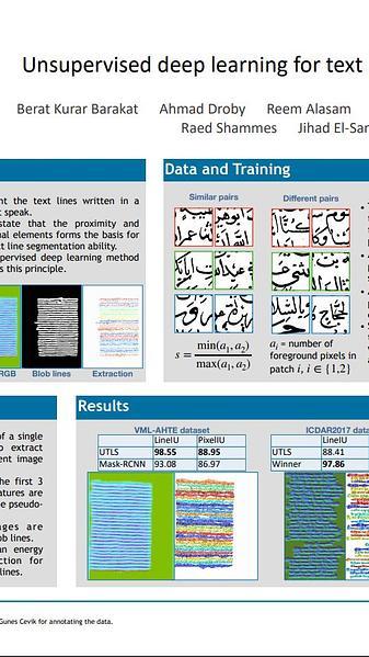 Unsupervised deep learning for text line segmentation