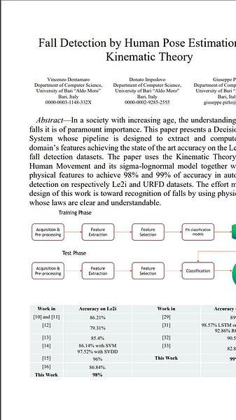 Fall Detection by Human Pose Estimation and Kinematic Theory