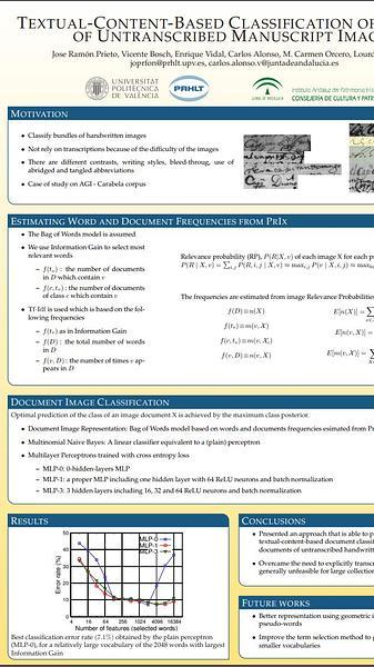 Textual-Content-Based Classification of Bundles of Untranscribed Manuscript Images