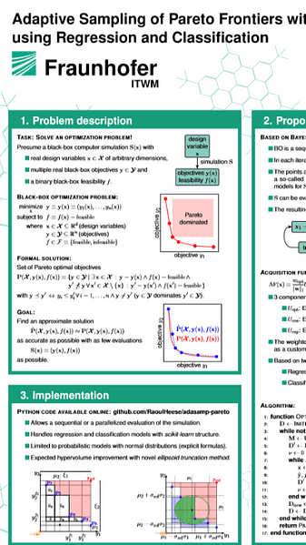 Adaptive Sampling of Pareto Frontiers with Binary Constraints using Regression and Classification