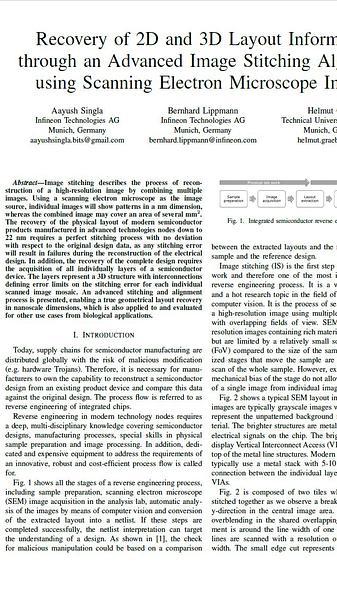 Recovery of 2D and 3D layout information through an advanced image stitching algorithm using scanning electron microscope images