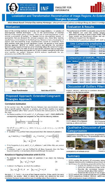 Localization and Transformation Reconstruction of Image Regions: An Extended Congruent Triangles Approach