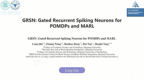 GRSN: Gated Recurrent Spiking Neurons for POMDPs and MARL