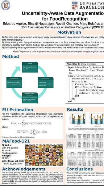 Uncertainty-Aware Data Augmentation for Food Recognition