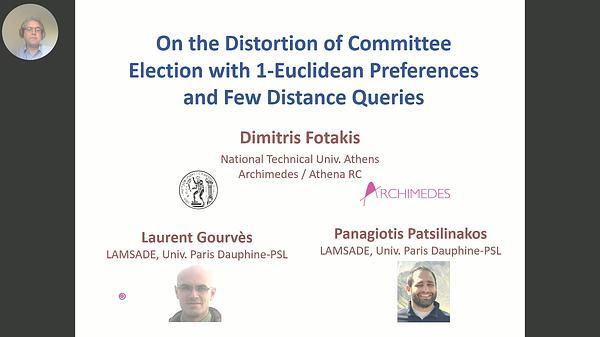 On the Distortion of Committee Election with 1-Euclidean Preferences and Few Distance Queries