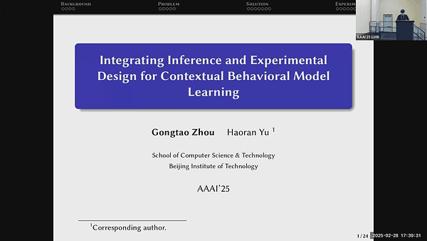 Integrating Inference and Experimental Design for Contextual Behavioral Model Learning
