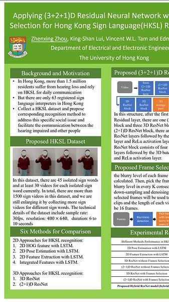 Applying (3+2+1)D Residual Neural Network with Frame Selection for Hong Kong Sign Language Recognition