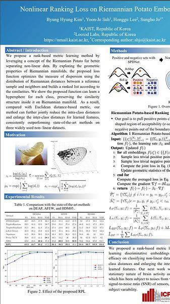 Nonlinear Ranking Loss on Riemannian Potato Embedding