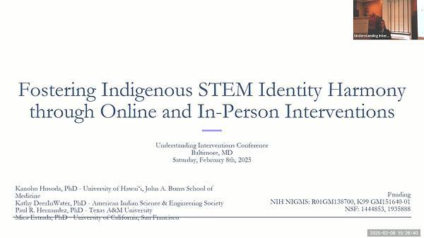 Fostering Indigenous STEM Identity Harmony through Online and In-Person Interventions