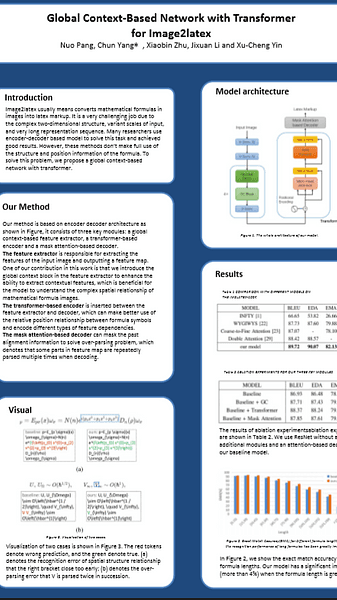 Global Context-Based Network with Transformer for Image2latex