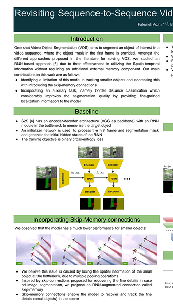 Revisiting Sequence-to-Sequence Video Object Segmentation with Multi-Task Loss and Skip-Memory