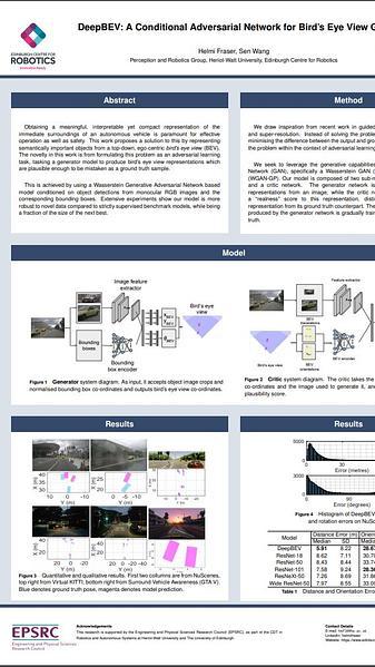 DeepBEV: A Conditional Adversarial Network for Bird's Eye View Generation