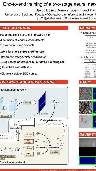 End-to-end training of a two-stage neural network for defect detection