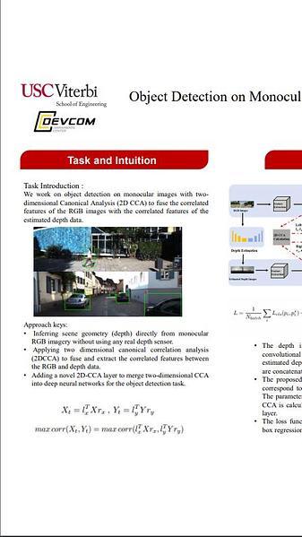 Object Detection on Monocular Images with Two-Dimensional Canonical Correlation Analysis