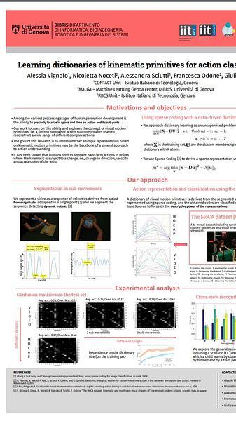 Learning dictionaries of kinematic primitives for action classification