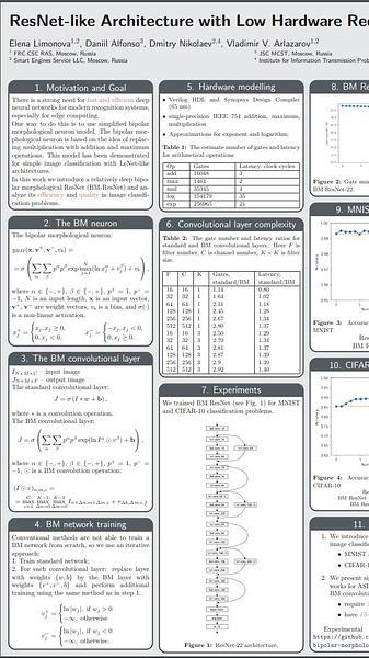 ResNet-like Architecture with Low Hardware Requirements