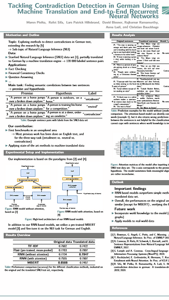 Tackling Contradiction Detection in GermanUsing Machine Translation and End-to-EndRecurrent Neural Networks