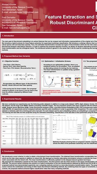 Feature Extraction and Selection via Robust Discriminant Analysis and Class Sparsity