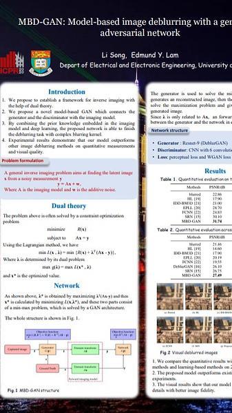 MBD-GAN: Model-based image deblurring with a generative adversarial network